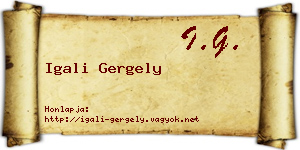 Igali Gergely névjegykártya